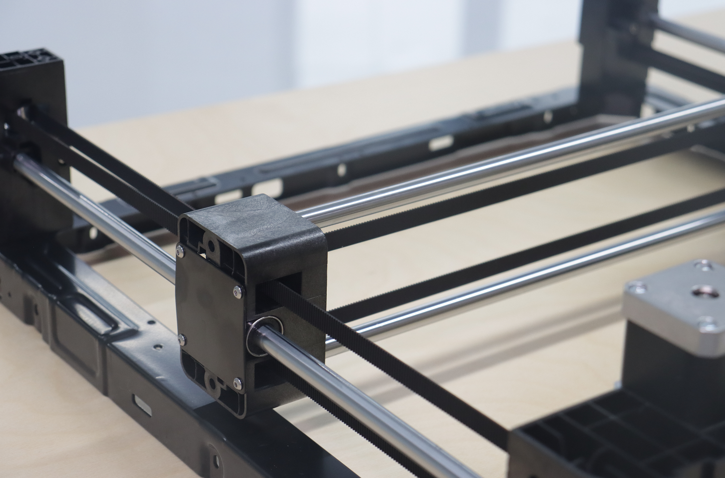 The frame structure of a CoreXY 3D printer, showing the fixed motors and the H - shaped belt system layout. This setup is fundamental for the coordinated motion control of the print head in CoreXY printers.
