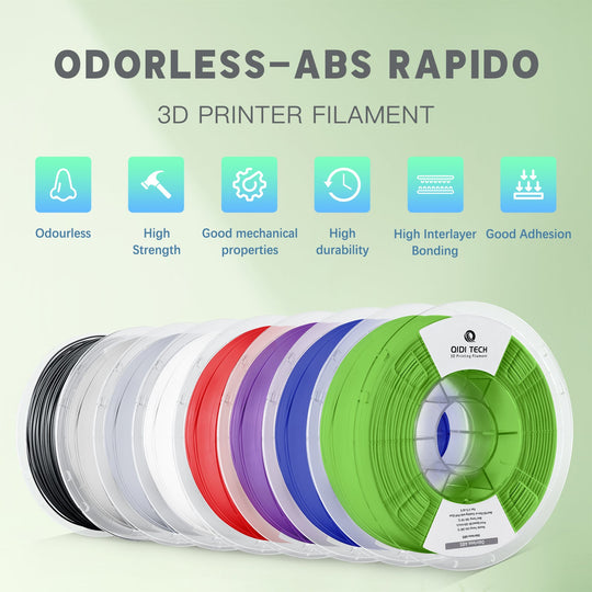 QIDI Odorless ABS Rapido 3D printer filament, various colors
