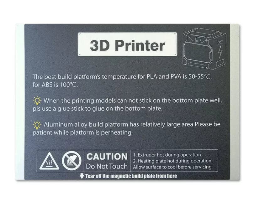 I-Fast Build Plate Sticker: Temperature, Safety, and Usage Instructions