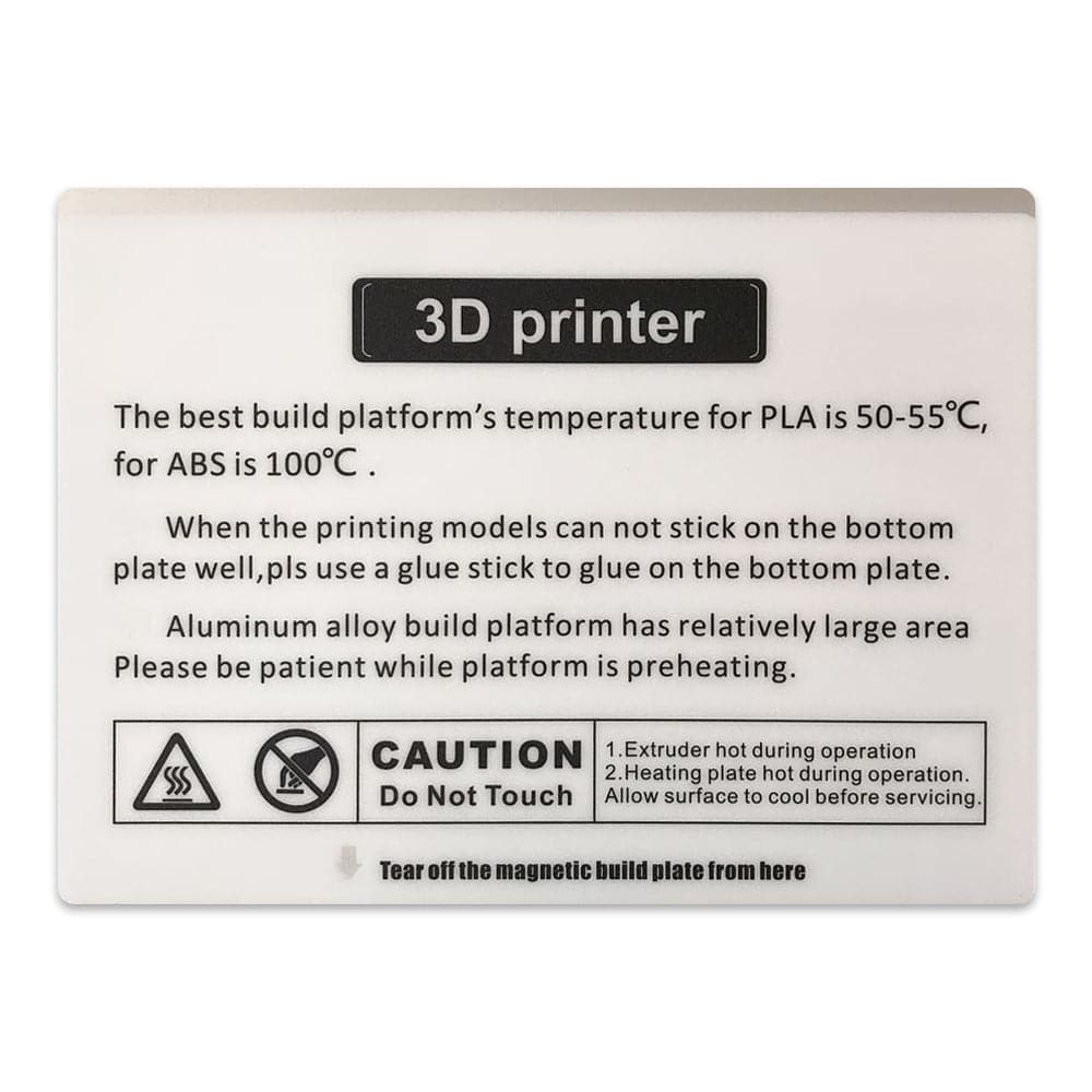 Qidi i-mates 3D printer build plate sticker instructions